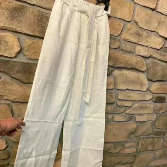 Linen‎ wide leg flowing pants with belt, new without tag, size small - Picture 1 of 12